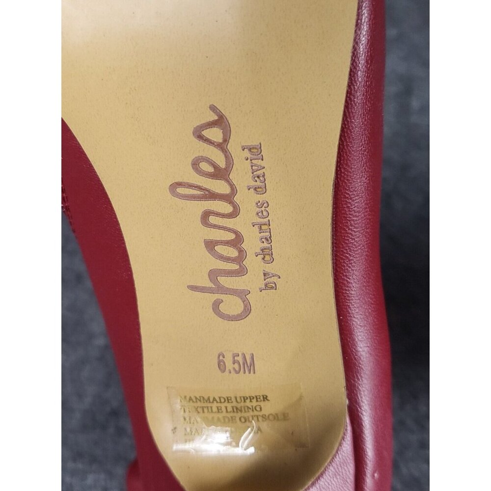 CHARLES BY CHARLES DAVID RED FAUX LEATHER MIDI STILETTO BOOTS SZ 6.5 Winter Work - Picture 6 of 6